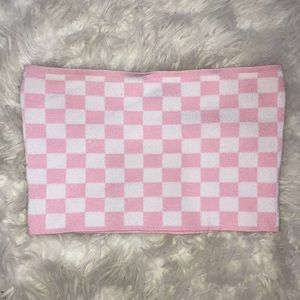 Forever21 pink checkered print tube top